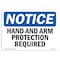 Signmission OSHA Notice Sign, Hand And Arm Protection Required, 7in X 5in Decal, 7" W, 5" H, Landscape OS-NS-D-57-L-13204 - alternate 1